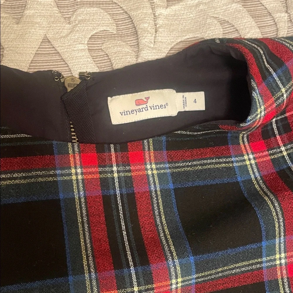 Vineyard Vines Jolly Plaid Flutter Sleeve Shift Dress Size 4 - Picture 3 of 4